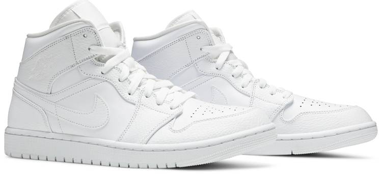 Air Jordan 1 Mid 'Triple White' 554724-130